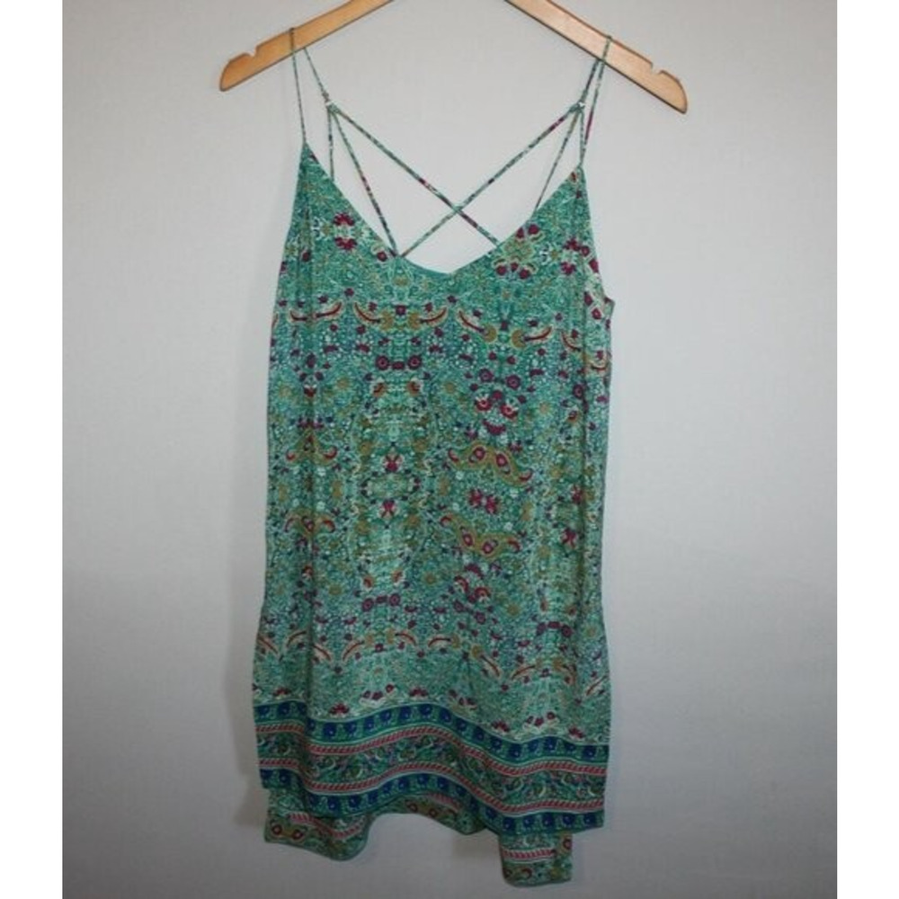 NWT Maeve Anthropologie Meret Silk Tunic Top Green Paisley Floral Anthro Size 4 - Picture 2 of 10